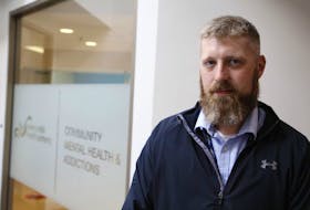 Matt White, the acting program leader of acute care and crisis support at the NSHA central zone. stands outside the community health and addictions office in Halifax on Tuesday, Aug. 18, 2020.