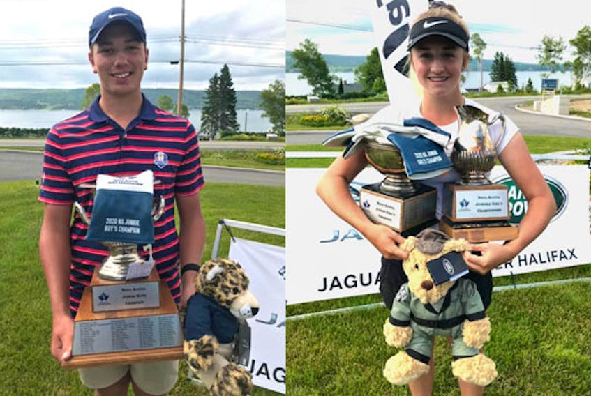 Owen Mullen won the 2020 Junior Boys golf championship and Abbey Baker won the girls title at The Lakes golf course in Ben Eoin on the weekend.