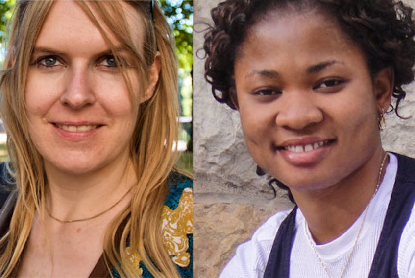 Psychologist Sandra Meier, left, is lead investigator for a study that has developed a cellphone app to determine the mental health effects of social distancing during the pandemic. Rita Orji is computer scientist and co-principal investigator in a project that developed a cellphone app for tracking and predicting social-distancing behaviours.  - Contributed