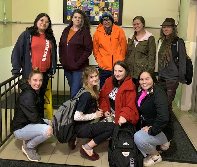 Members of the peer outreach team POSSE at a recent monthly collaborative meeting. Left to right, back row: Summer Paul, Amanda Dodsworth, Justin Pitts, Brooklyn Harman, Kimm Kent. Left to right, front row: Juliana Davis, Madison Macumber, Colby Card, Mallory Hookey.