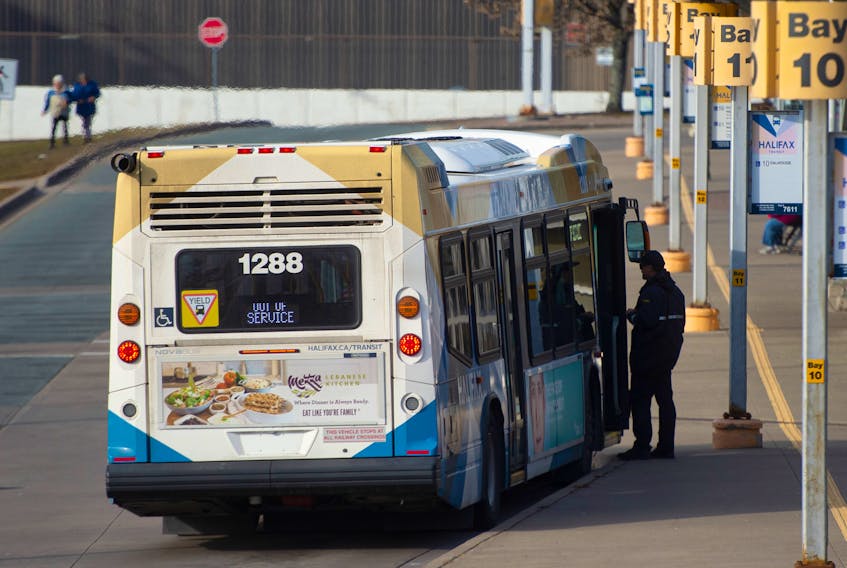 A Halifax Transit bus stops at the Bridge Terminal in Dartmouth on Wednesday, Nov. 27, 2019.