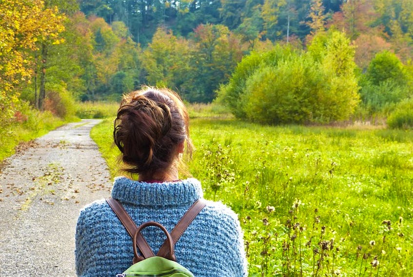 Stock photo that could illustrate woman, hiking, nature. - pixabay.com