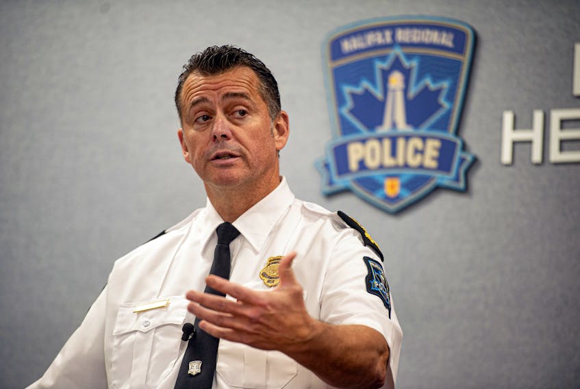 Chief Dan Kinsella of the Halifax Regional Police answers questions from reporters at HRP headquarters on Gottingen Street on Thursday, Oct. 10, 2019. Kinsella addressed the three recent police officer arrests.