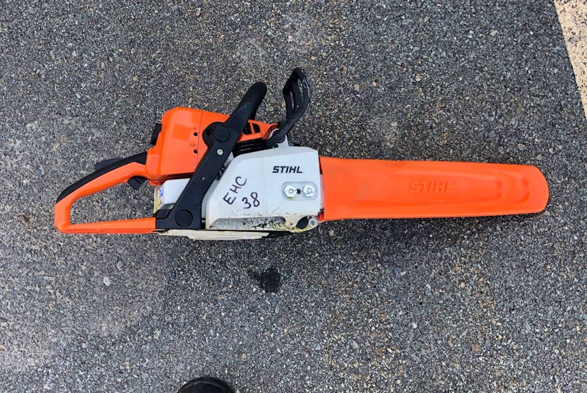 Nova Scotia Power posted this photo on Facebook on Sept. 10, 2019 of a chainsaw similar to the gear stolen from out-of-province utility workers in the province to help restore power after hurricane Dorian.