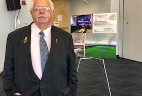 Summerside Mayor Basil Stewart attends a funding announcement Aug. 4 for upgrades to sporting complexes in his city.