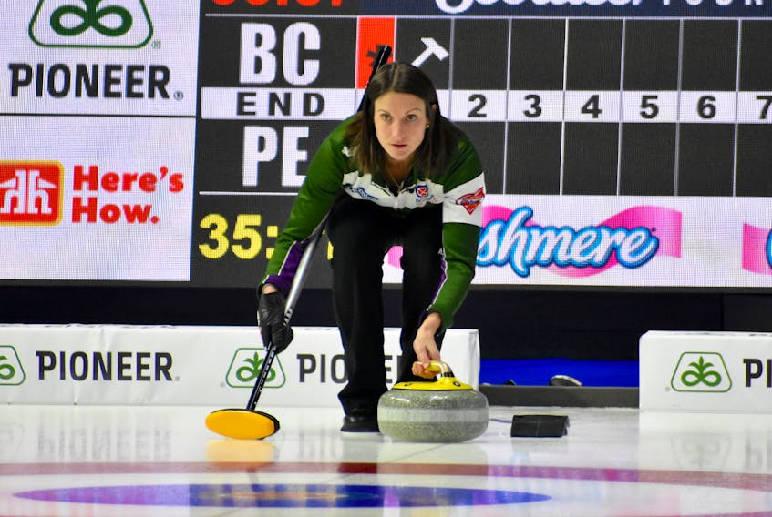 Suzanne Birt of Team Prince Edward Island at the 2019 Scotties Tournament of Hearts at Centre 200 in Sydney. DAVID JALA/CAPE BRETON POST