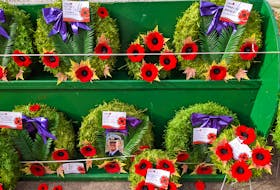 Some of the wreaths at the Cenotaph.