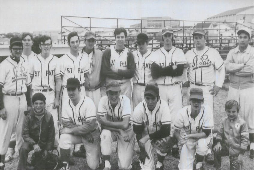 Members of the St. Pat’s team that won the 1970 St. John’s junior baseball championship are (first row, from left): batboy Cecil Cochrane, Gerry Connolly, Wayne Yetman, Ed Burke, Bob Janes and batboy Cyril Cochrane; (standing, from left): coach Ken Coleman, Gary Pinto, Ken Coffey, Bill Cochrane, Dennis MacDonald, Brian Brocklehurst, Bob Walsh, Ron Power, Dave Parsley and coach Mike Martin. Missing from photo are Bob Wilson, Dave Martin, Bill Murray, Bob Jackman and Randy Royle. — Submitted photo