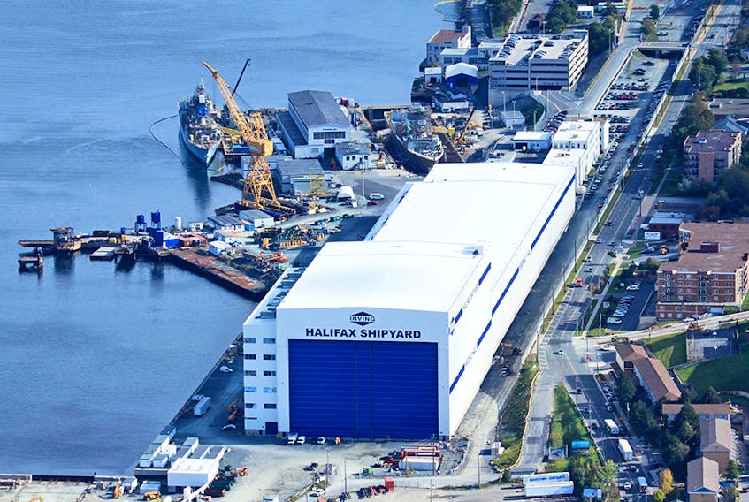An aerial image of Irving Shipbuilding’s Halifax Shipyard. 