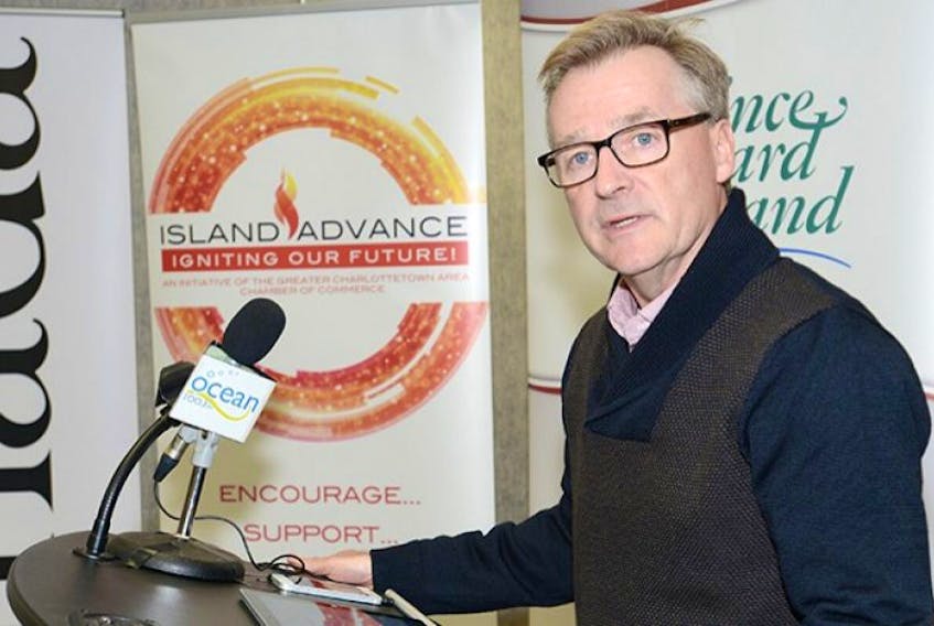 Ron Keefe, chairman of the Island Advance advisory board, speaks at a funding announcement for phase two of work being carried out by the organization. Island Advance is a province-wide program working to spark interest and excitement in creating new businesses to spur economic growth in P.E.I.