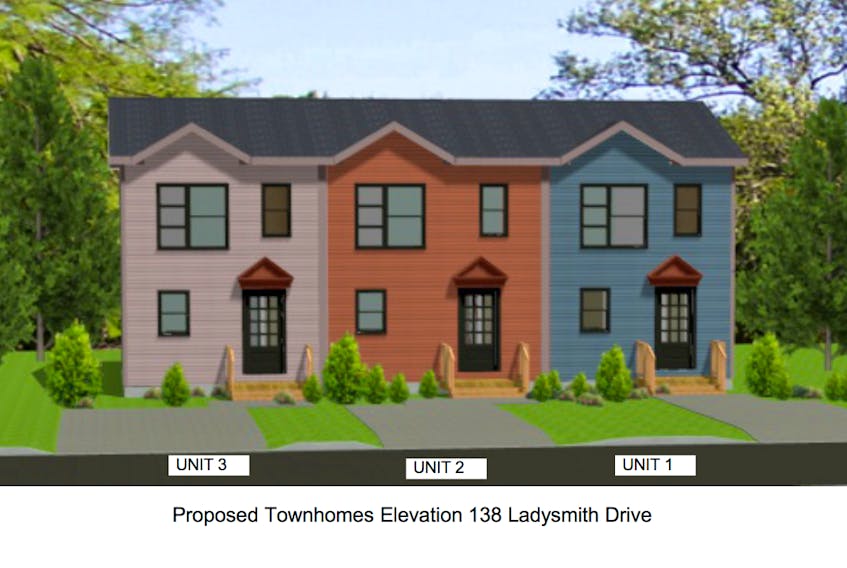 An artist's conception of a proposed townhouse development at 138 Ladysmith Dr. in St. John's. —  CONTRIBUTED/City of St. John's