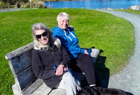 With friends Catherine and Lucy, on an ordinary day by an ordinary pond in a not so ordinary city in an extraordinary place to live. — Photo by an ordinary (ie friendly) Newfoundlander who wouldn’t give her name. 