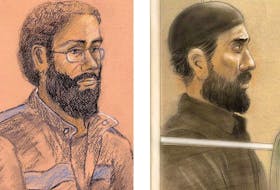 Raed Jaser (right) and Chiheb Esseghaier (left) are pictured in a composite of two courtroom illustrations