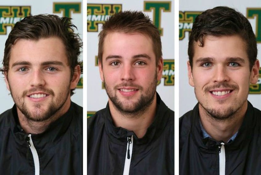 <p><span class="Normal">Jason Cameron, Spencer MacDonald and Jordan Moore played for the St. Thomas Tommies men's hockey team this season.<br /><br /></span></p>
