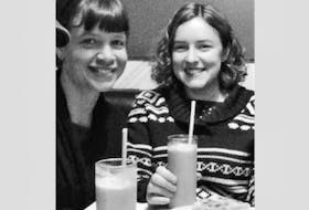 <p>Jenny Osburn, left, and Laura MacDonald are friends who like cooking and put a cookbook together recently.</p>