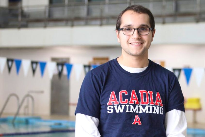 <p>Jeremy Ingham is no stranger to the Acadia pool. The former Wolfville Triton, now a second year Acadia student, is back in the pool after a  malignant bone tumour and a hip replacement.</p>