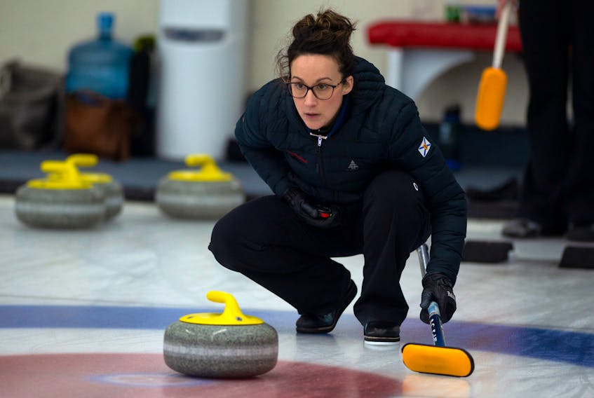 Skip Jill Brothers instructs her sweepers during a game at the 2020 Scotties Tournament of Hearts at the Dartmouth Curling Club last year.
Ryan Taplin - The Chronicle Herald