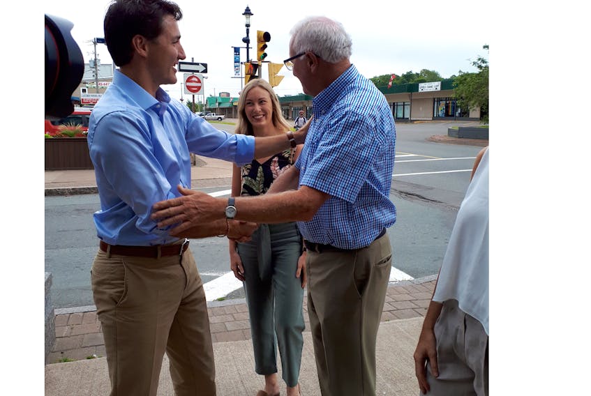 Justin Trudeau and Bill Casey were in downtown Truro Tuesday morning. Trudeau was in Nova Scotia to announce funding for twinning of Highway 104.