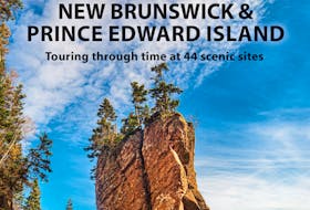 As you might expect in a book that outlines geological highlights of New Brunswick, in addition to those on P.E.I., the formations at Hopewell Rocks are featured on the cover.