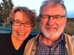 Spouses Catherine Cervin and David Gass smile for a selfie picture. - Contributed