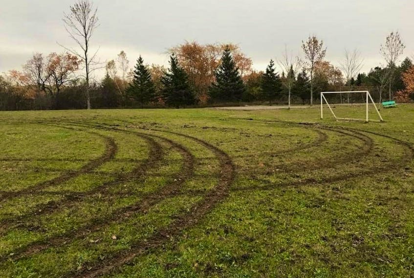 Police are investigating after the soccer field at Three Mile Plains District School was damaged by joyriders.