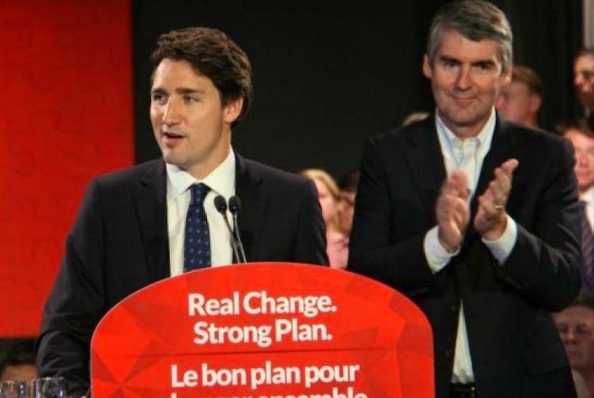 Justin Trudeau was joined by Nova Scotia Premier Stephen McNeil during a campaign stop in Halifax.