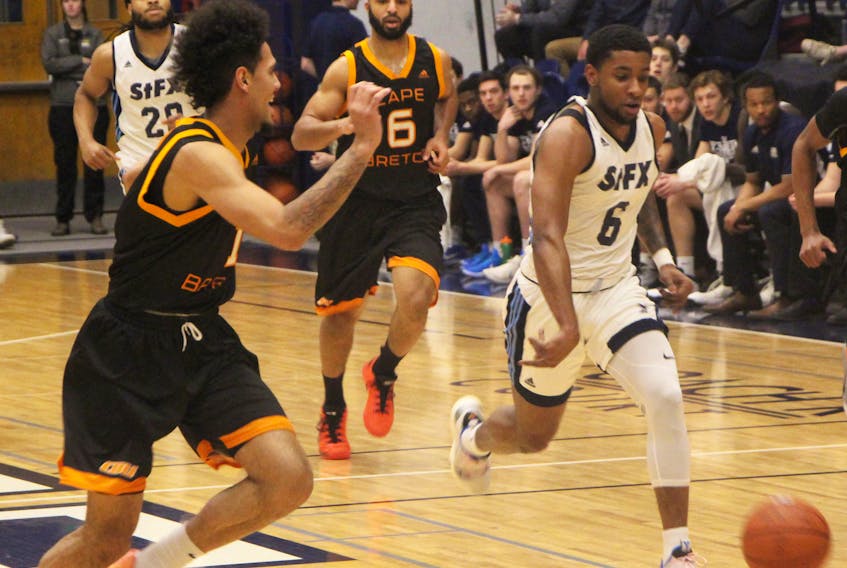 Veteran guard Justin Andrew and the St. F.X. basketball team will host the Pizza Delight X-Men Invitational tip-off tournament this weekend on Coach ‘K’ Court at the Amelia Saputo Centre (formerly Oland Centre). File