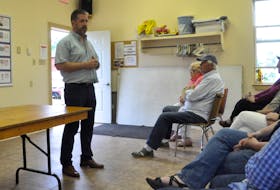 Jamie MacLean of Big Moon Power Canada spoke to Scott’s Bay community members at the town hall July 3. The tidal power company has consulted with the community extensively since beginning to test its Kinetic Keel prototype in the Minas Passage in 2016 and has earned its support.