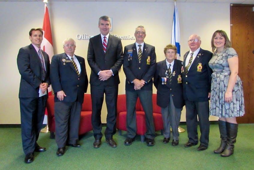 Representatives of Landscape Nova Scotia and Royal Canadian Legion branches, including Kentville, recently met with Premier Stephen McNeil to discuss the “LNS Remembers” initiative. - Submitted