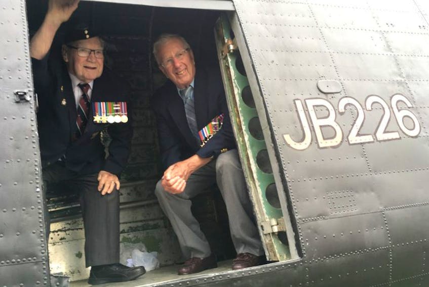 Second World War veterans Henry (Chick) Hewett, left, and Roy Morrison of Truro Heights were reunited in an Avro Lancaster bomber Oct. 6 for the first time since 1945. The pair were at the air force base in Greenwood for Hewett’s induction into the Lancaster Living Legends project, which involves the restoration of a Lancaster bomber. Morrison was inducted into the project last April.