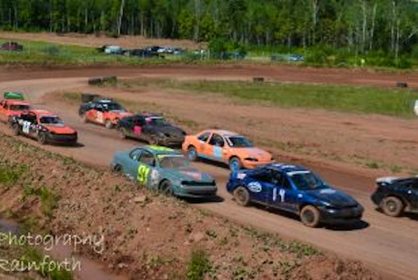 ['It’s not uncommon for the four-cylinder stock cars to slide and connect as 16 racers circle the Valley Raceway in pursuit of a first-place finish.']