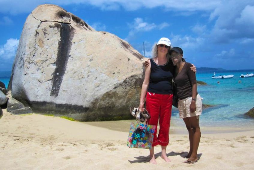 Columnist Wendy Elliott and her friend on Virgin Gorda in the British Virgin Islands back in 2010.
