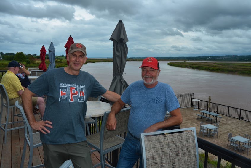 Wayfarers’ Ale Society chairman Chris Killacky and brewer Detlef Heiss on the balcony at the society’s Port Williams facility. Killacky said they have a great location with a spectacular view that is a hidden gem.