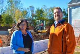 Kings County Coun. Pauline Raven and Valley Search and Rescue president Ashley Perry at the VSAR headquarters in North Kentville where a new garage is under construction. - Kirk Starratt