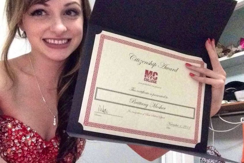 Kentville resident Brittany Hayes is offering to lend the flashy red dress she wore the night she graduated from MC College in Calgary out for free to help a high school student go to prom.