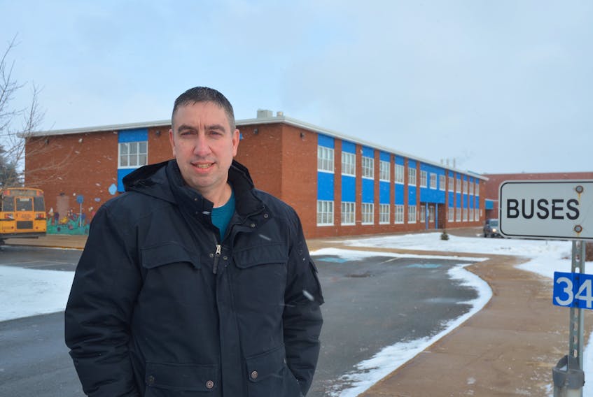 Alex Pudsey, a concerned parent, is trying to get an AED unit into New Minas Elementary School and is willing to raise funds to cover the cost.