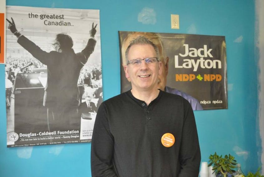 NDP candidate Stephen Schneider looks to the past of his party for inspiration in the current election.