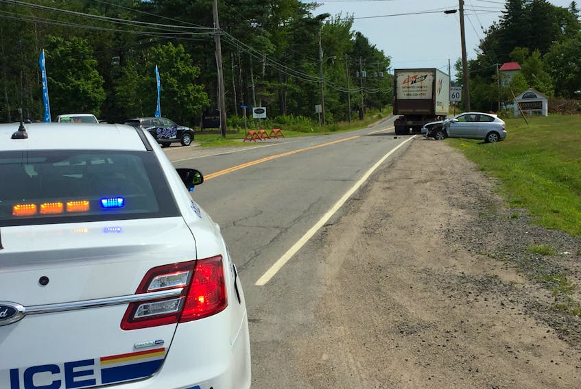 Police continue to investigate a collision between a tractor trailer and a car on Park Street in Kentville that resulted in one person being transported to Valley Regional Hospital with serious injuries.