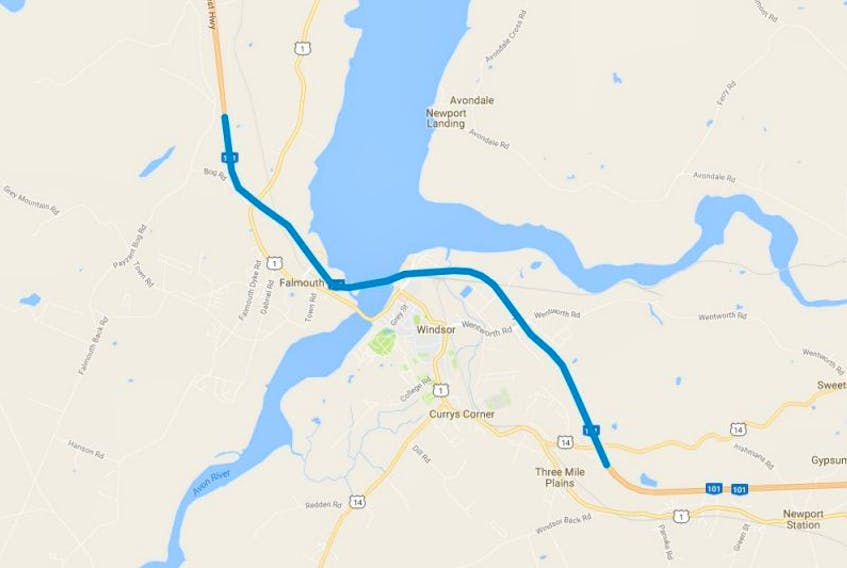 Highway 101 between Exit 5, Three Mile Plains and beyond Exit 7, Falmouth, is slated to be twinning pending an environmental assessment.
