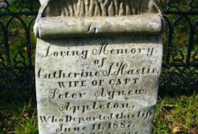The headstone of Catherine J. Hastie shows its unique design. Contributed • Robert MacDougall