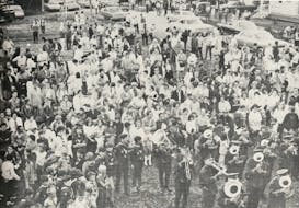 A photo taken from the second floor of St. Paul’s Hall shows the sizable gathering who attended the opening ceremonies of the 1970 Port Morien Come Home Week, after the parade. CONTRIBUTED