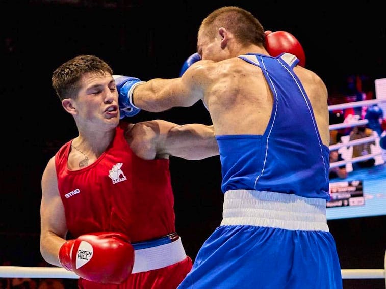 Kennetcook's Wyatt Sanford, left, is among 13 Canadians selected by Boxing Canada to compete in the Americas Olympic Qualification in Buenos Aires this May. - Bryan Li Photo