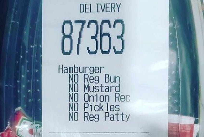 A Toronto woman drunkenly ordered a McDonald's hamburger without the burger and only wanted two ketchup packets, according to her husband @jodypooole
on Instagram. The food delivery came as requested.
