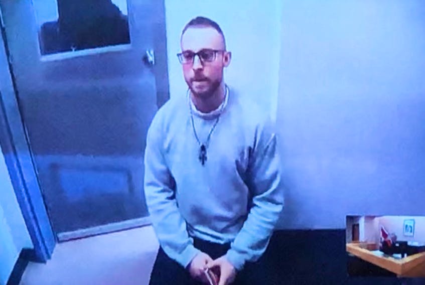 Kevin Terry Evans, 29, appeared in provincial court in St. John’s via video from Her Majesty’s Penitentiary Thursday. Tara Bradbury/The Telegram