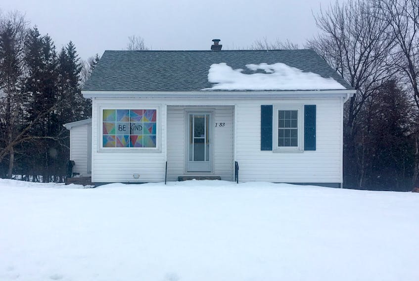 The residents of this house in Northwest Arm have painted their window to share an important message with passing motorists as most people remain in their homes to slow the spread of COVID-19. The words “Be kind,” surrounded by colourful triangles, can be seen as you drive along Keltic Drive in Sydney River. Chris Connors/Cape Breton Post