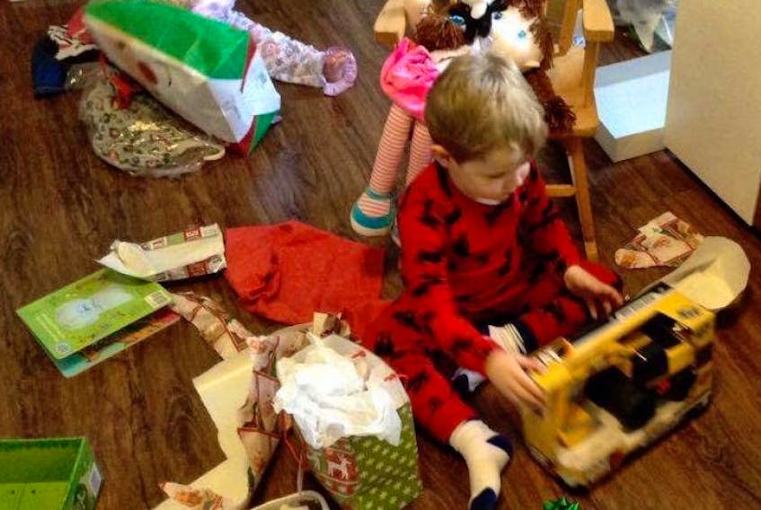 EvaJean, one, and Xander Leier, three, of Hantsport, always get new pajamas and a Christmas book to open every Christmas Eve. This is one of the popular Christmas Eve traditions that families carry out each year.