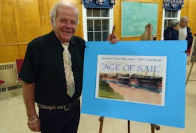 Ken Bezanson at a special launch event for the historic 2019 Port Williams calendar The Golden Age of Sail held recently at the Port Williams United Baptist Church.
