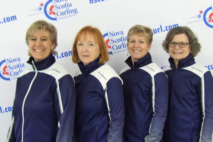 Nancy McConnery, Marg Cutcliffe, Jill Alcoe-Holland and Andrea Saulnier will be representing Nova Scotia at the upcoming Canadian Senior Curling Championships in Chilliwack, British Columbia.