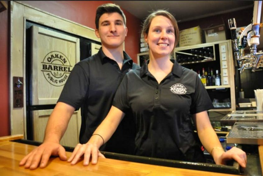 Oaken Barrel Public House owners Dean Mrkicand Jennifer Delorey posed for a photo at an event in March 2016 that was held in recognition of the business for going VLT-free. The Greenwood-based pub won the 2017 Valley’s Best award for Best Pub/Bar/Lounge.