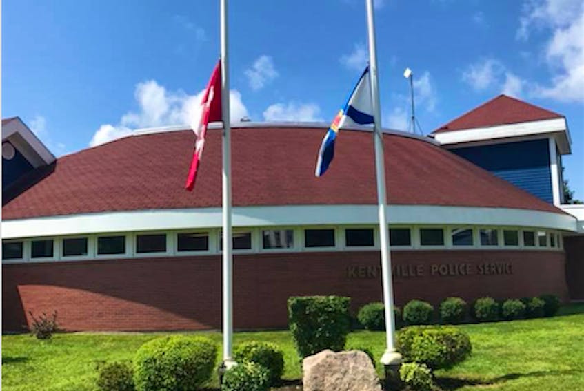 Flags were lowered to half-mast at the Kentville Police Department Aug. 10 as news spread about a shooting in Fredericton, NB that killed four people, including two officers.